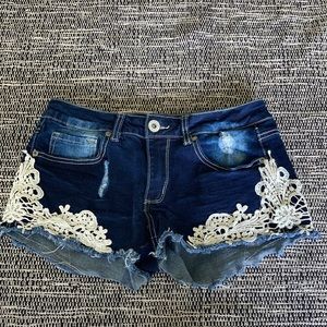 Bongo Denim Shorts with lace trim